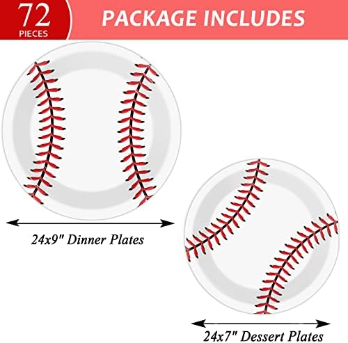 Wiooffen 72pcs Baseball Party Plates Set