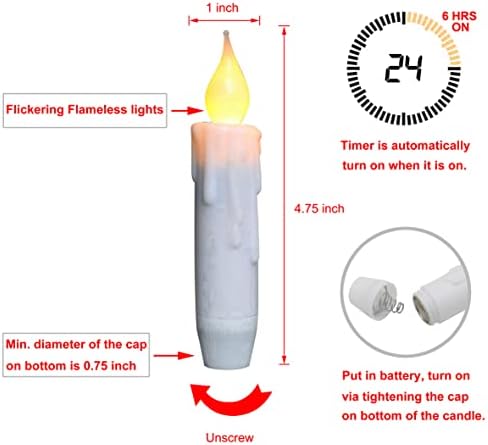 CVHOMEDECO LED Flameless Taper Candles Set of 3