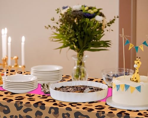 Buryeah Leopard Print Tablecloth Pink 54x108