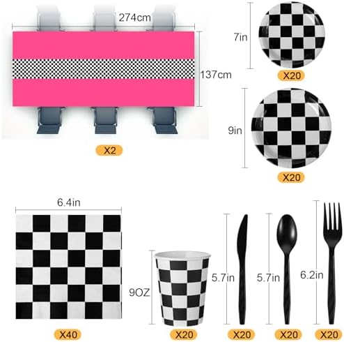 Oudain 162 Pcs Racing Car Tableware Set for 20 Guests