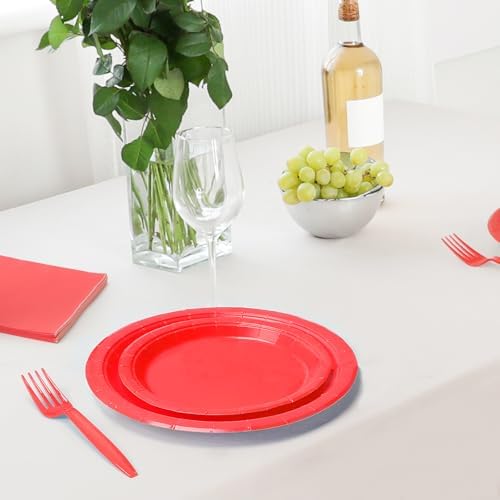 96 Pcs Red Paper Plates and Napkins Set for Parties