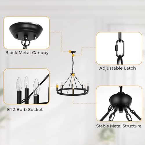 L LOHAS LED Wagon Wheel Chandelier 8-Lights 23in