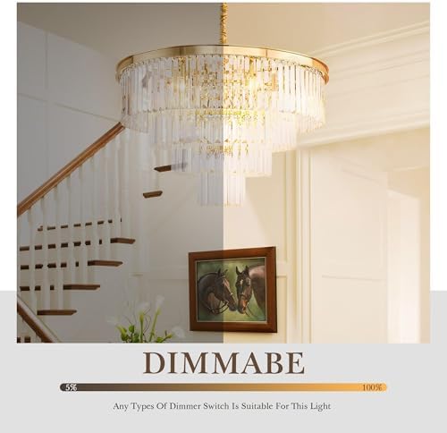 Gold Plated Crystal Chandelier 4-Tier Dining Room Light