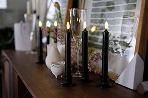 NONNO ZGF 6 Pack Real Wax Black Window Candles with Remote and Timer