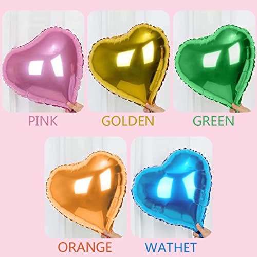 20 Pack Rainbow Heart Shaped Foil Balloons 5 Inches
