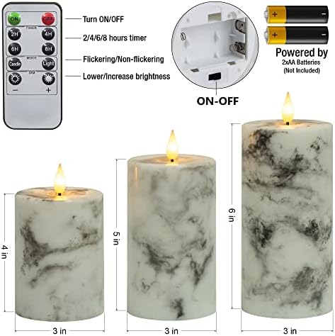 Yongmao Flameless Candles LED Real Wax 3D Wick Pillar with Remote Control