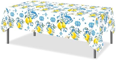 3 Pcs Lemon Tablecloth for Kitchen Party Decor 54x87In