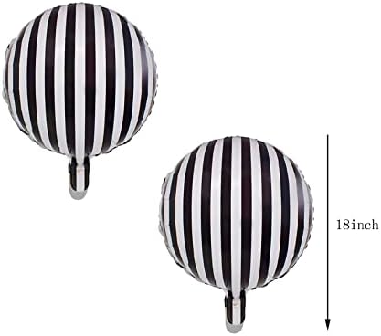 10 Pcs Black and White Striped Aluminum Balloons for Parties