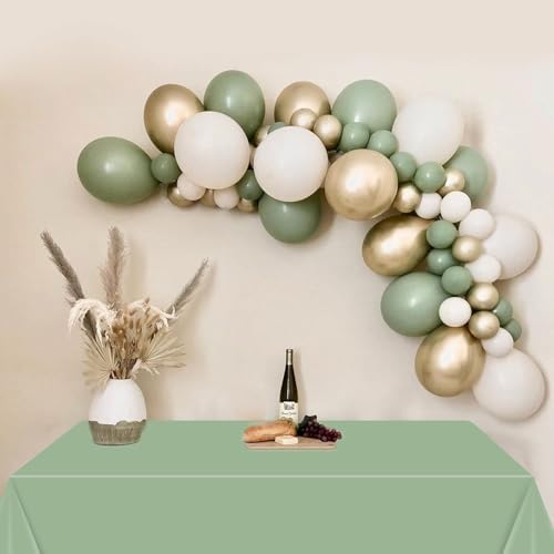 Sage Green Plastic Tablecloths 3 Pack 108x54
