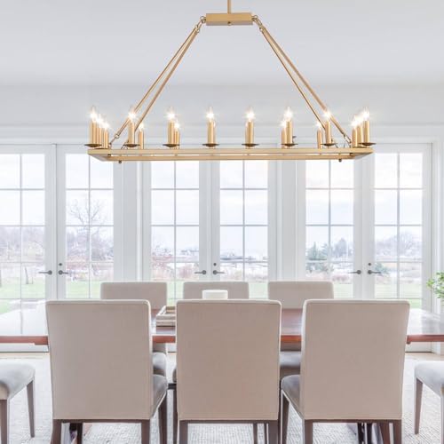 Modern Farmhouse Gold Rectangle Chandelier