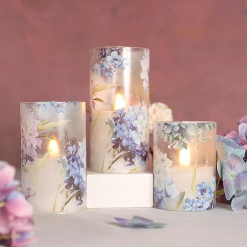 Floral Flameless Candles with Remote Control Decor