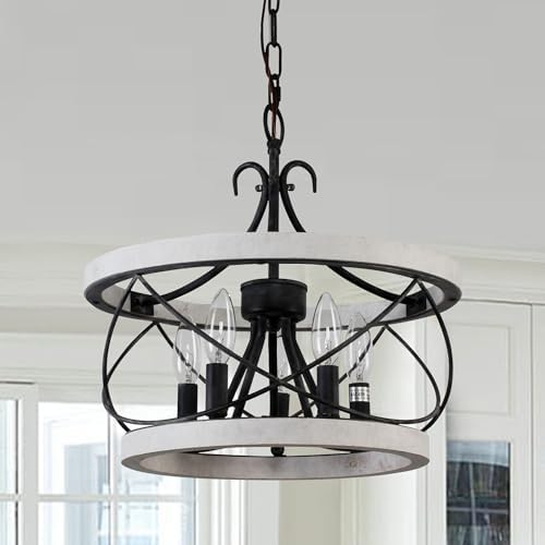 Bella Depot 5 Light Rustic Wood Chandelier Dimmable