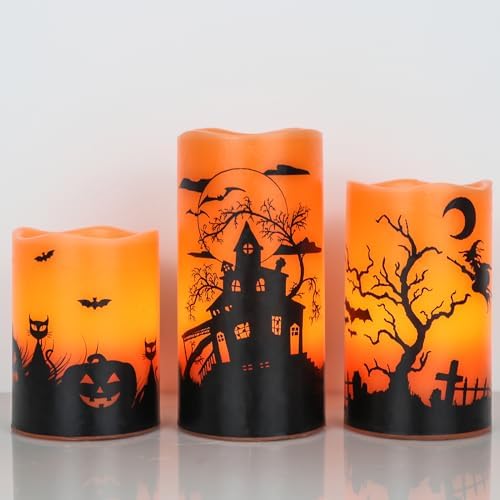 GenSwin Halloween Candles with Timer 3 Pack