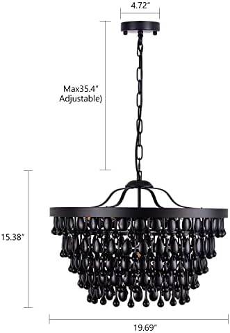 Wellmet Black Crystal Chandelier 6 Light