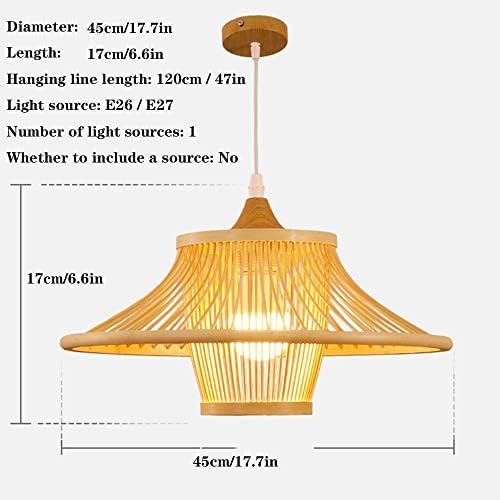 Modern Industrial Bamboo Chandelier with Wicker Shade