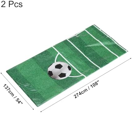 MECCANIXITY Soccer Tablecloth Set 2pcs 51x87 Inch Black White Green