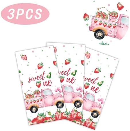 PHOGARY 3 Pack Strawberry Tablecloth Set for Birthday Parties