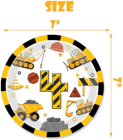 Construction 4th Birthday Party Plates Dump Truck