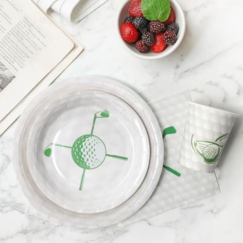 96 Pcs Golf Party Plates and Cups Set for 24 Guests