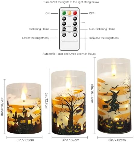 Halloween Flameless Candles with Remote Set of 3