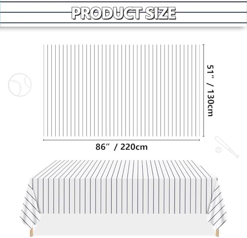 4 Pack Plastic Baseball Tablecloths 51x86 Inches