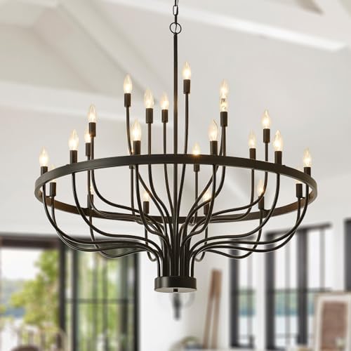 BAOURE 24 Light Farmhouse Candle Chandelier