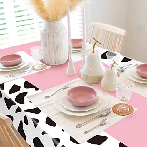 Whaline 3 Piece Pink Cow Print Table Cover Set