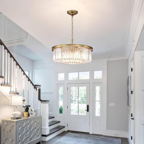 Crystal Chandelier 8-Lights 3-Tier Gold Pendant Light