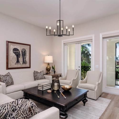 Modern Black Chandelier 8 Light Farmhouse Design