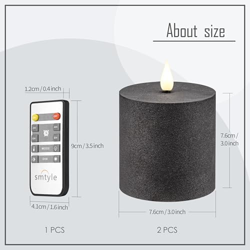 Smtyle Flameless Candles LED Battery Operated 3 x 3 Set of 2