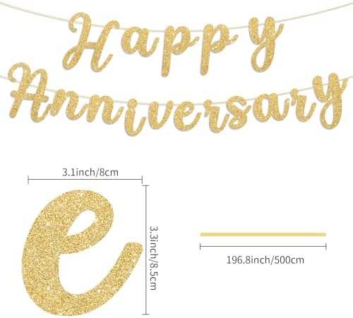 Glitter Happy Anniversary Banner for Wedding and Celebration