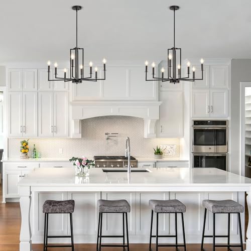 Modern Black Chandelier 8 Light Farmhouse Design