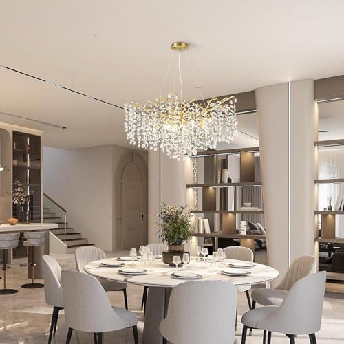 Modern Gold Crystal Chandelier for Dining Room
