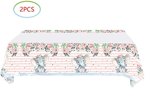 2 Pcs Pink Elephant Baby Shower Table Cover