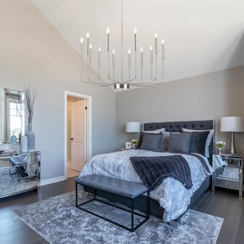 12 Light Rustic Candle Chandelier Dining Room Bedroom Nickel