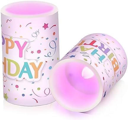 SUABO Happy Birthday Flameless Candles with LED Remote Timer
