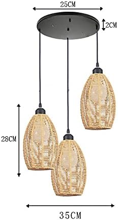 Retro Chinese Style Hanging Chandelier with Woven Rattan