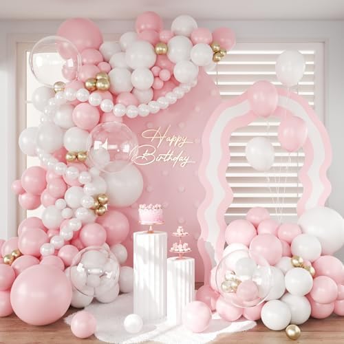 CROSSFINGERS Pink and White Balloon Arch Kit