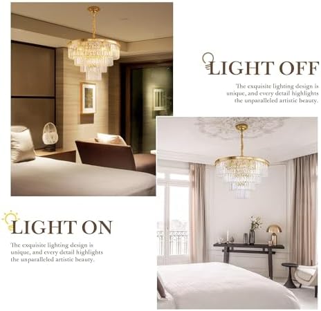 Gold Plated Crystal Chandelier 4-Tier Dining Room Light