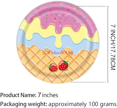 40Pcs Ice Cream Napkins and Plates Party Set