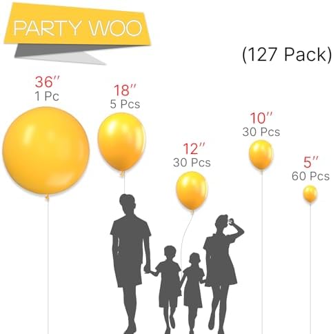 PartyWoo Mustard Yellow Balloons 127 pcs Fall Decor