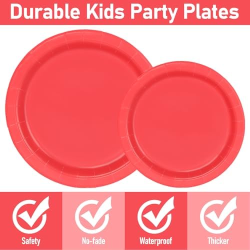 96 Pcs Red Paper Plates and Napkins Set for Parties