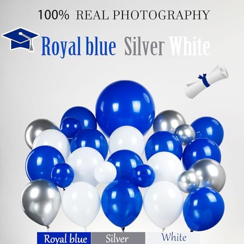 Royal Blue Graduation Balloon Garland Arch Kit with Foil Caps and Diplomas