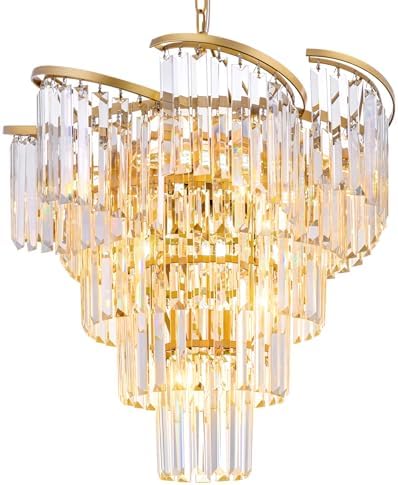 TOCHIC 5 Tier Gold Crystal Chandelier with 8 Lights