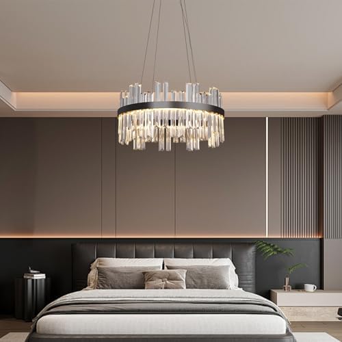 Modern 3 Color Dimmable Chandelier with Crystal Design