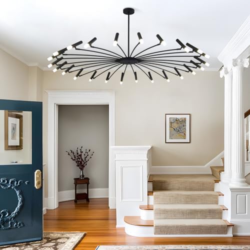Extra Large Black Sputnik Chandelier for High Ceilings