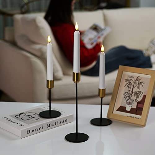 5plots 6-Pack White Flameless Taper Candles with Timer and Remote