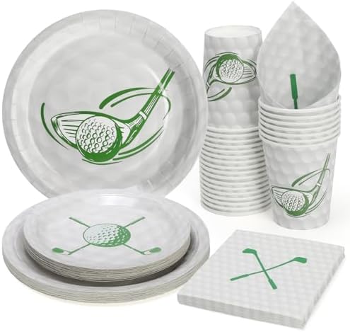 96 Pcs Golf Party Plates and Cups Set for 24 Guests