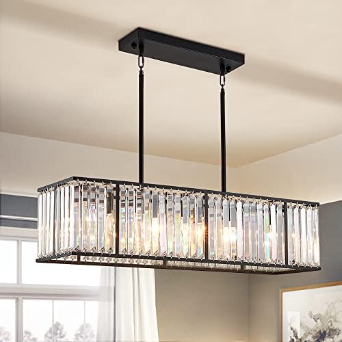 Siljoy Modern Rectangular Crystal Chandelier 5 Lights