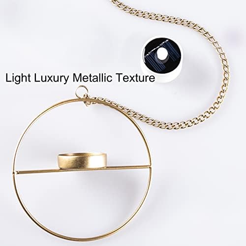 Solar Lanterns Outdoor Hanging Set of 3 Golden Metal Candles
